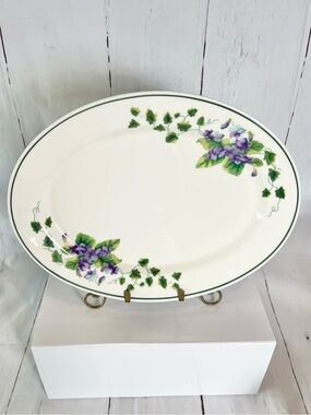Waverly Sweet Violets Oval Serving Platter 14" Purple Flowers Cottagecore